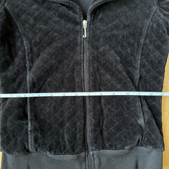 Juicy Couture Vintage Black Quilted Velour Zip Up Jacket Size Petite Y2K USA - Picture 10 of 12